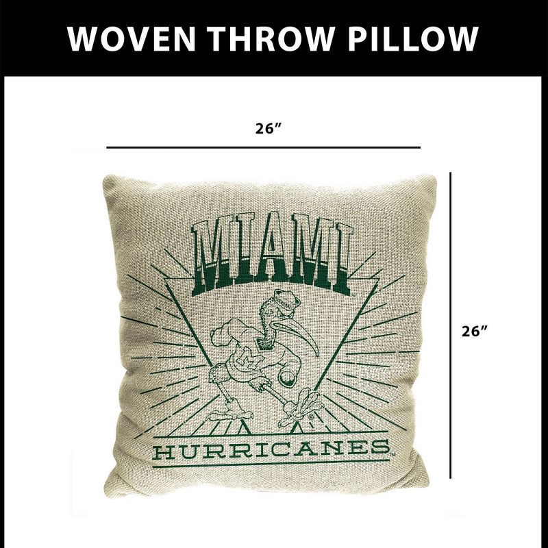 slide 5 of 5, NCAA Miami Hurricanes 26 x 26 Woven Tapestry Pillow, 1 ct