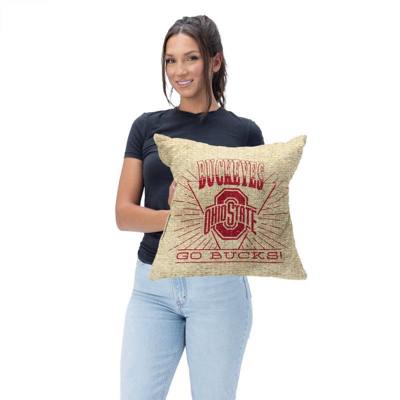 slide 2 of 5, NCAA Ohio State Buckeyes 26 x 26 Woven Tapestry Pillow, 1 ct