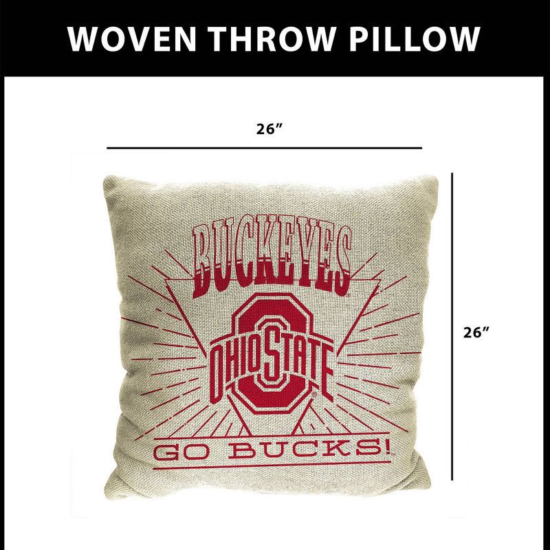 slide 5 of 5, NCAA Ohio State Buckeyes 26 x 26 Woven Tapestry Pillow, 1 ct