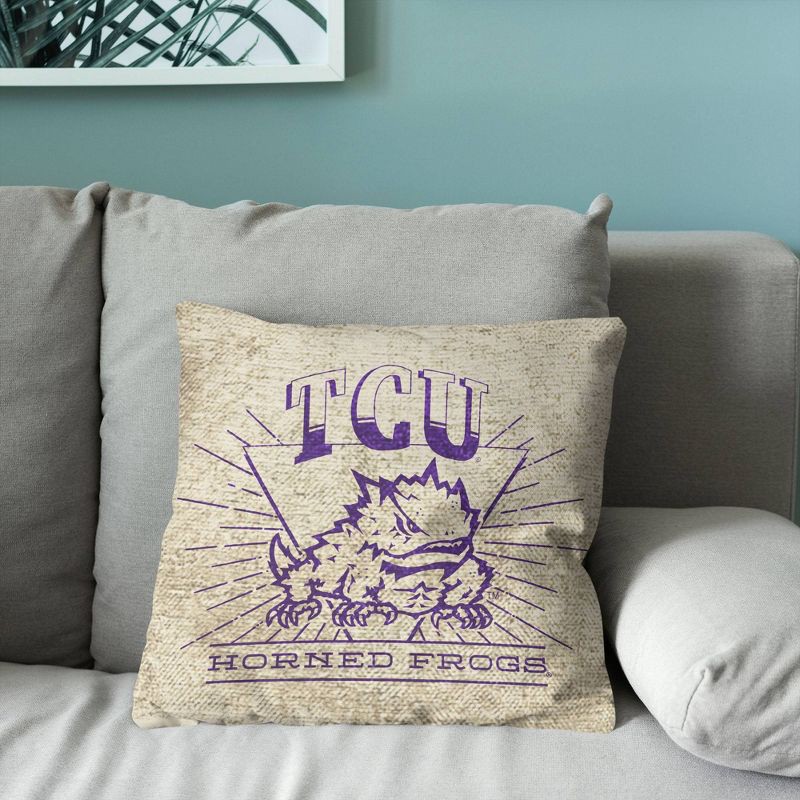 slide 3 of 5, NCAA TCU Horned Frogs 26 x 26 Woven Tapestry Pillow, 1 ct