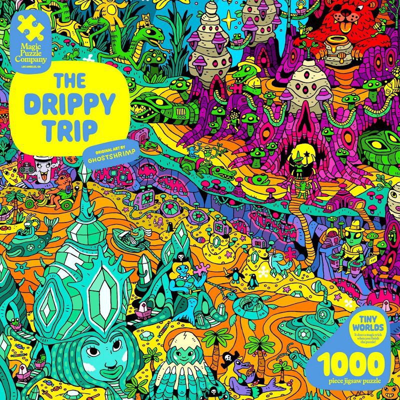 slide 4 of 7, Magic Puzzle Company The Drippy Trip Jigsaw Puzzle - 1000pc: Paper Collage for Memory & Motor Skills Development, 1000 ct
