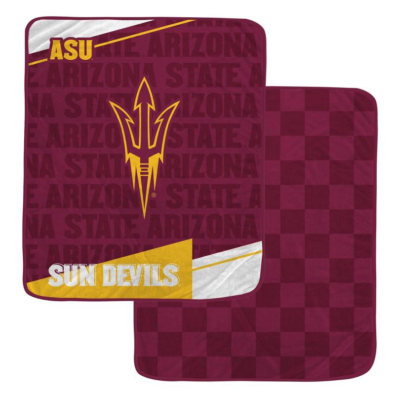 slide 1 of 2, NCAA Arizona State Sun Devils Diagonal Ghost Checker Double Sided Blanket, 1 ct