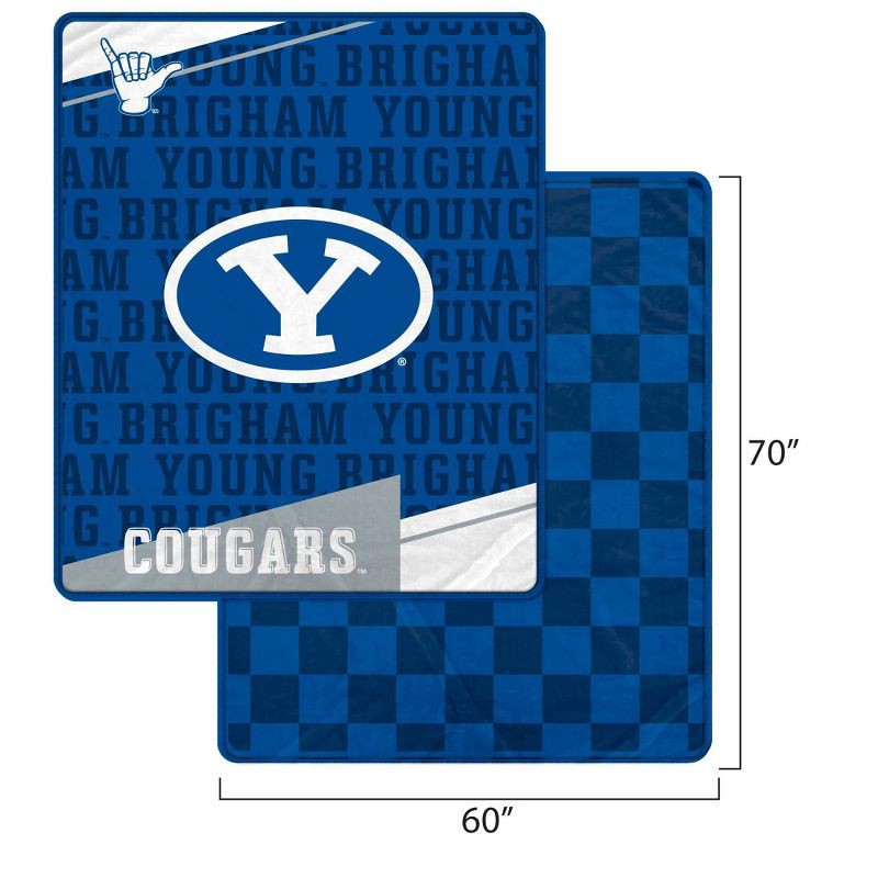 slide 3 of 3, NCAA BYU Cougars Diagonal Ghost Checker Double Sided Blanket, 1 ct