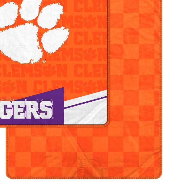 slide 2 of 3, NCAA Clemson Tigers Diagonal Ghost Checker Double Sided Blanket, 1 ct