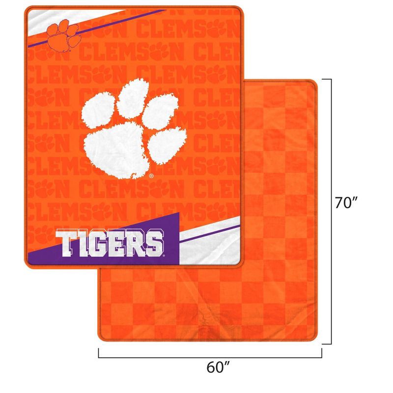 slide 3 of 3, NCAA Clemson Tigers Diagonal Ghost Checker Double Sided Blanket, 1 ct