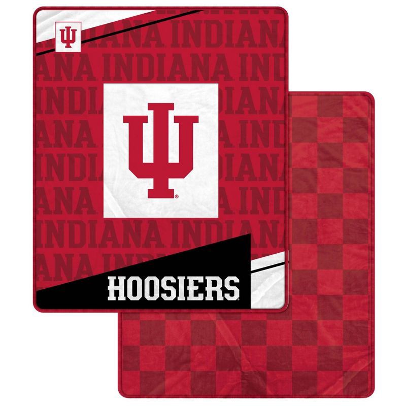 slide 1 of 3, NCAA Indiana Hoosiers Diagonal Ghost Checker Double Sided Blanket, 1 ct