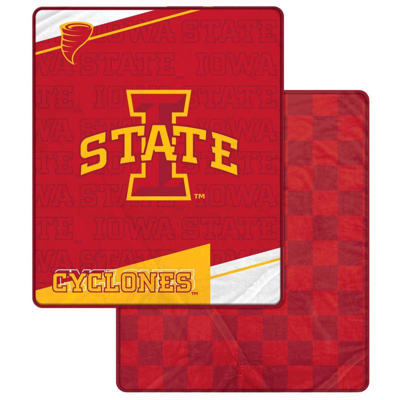 slide 1 of 3, NCAA Iowa State Cyclones Diagonal Ghost Checker Double Sided Blanket, 1 ct