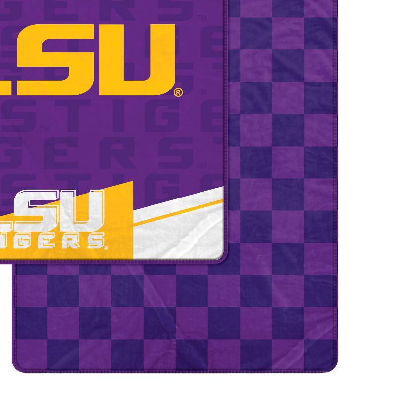 slide 2 of 3, NCAA LSU Tigers Diagonal Ghost Checker Double Sided Blanket, 1 ct