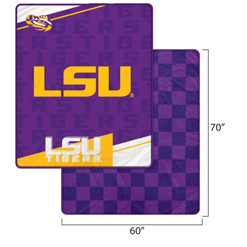 slide 3 of 3, NCAA LSU Tigers Diagonal Ghost Checker Double Sided Blanket, 1 ct