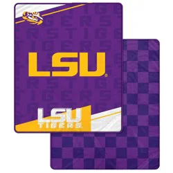 NCAA LSU Tigers Diagonal Ghost Checker Double Sided Blanket