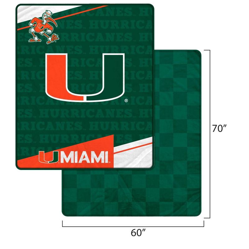 slide 3 of 3, NCAA Miami Hurricanes Diagonal Ghost Checker Double Sided Blanket, 1 ct