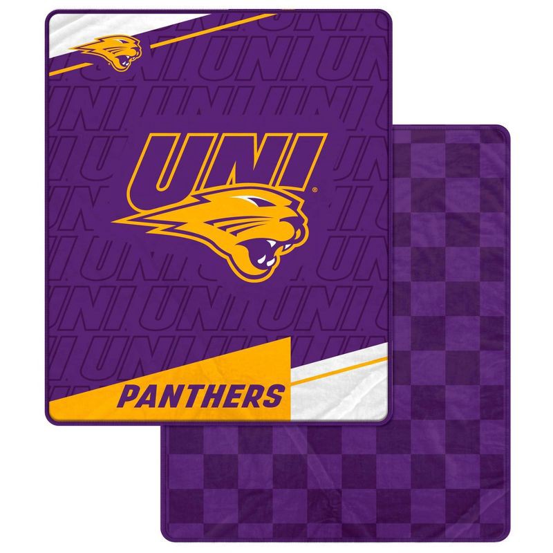 slide 1 of 3, NCAA Northern Iowa Panthers Diagonal Ghost Checker Double Sided Blanket, 1 ct