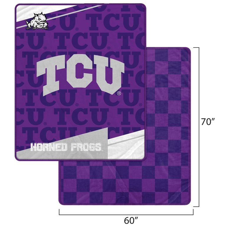 slide 3 of 3, NCAA TCU Horned Frogs Diagonal Ghost Checker Double Sided Blanket, 1 ct