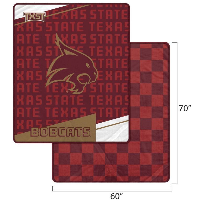 slide 3 of 3, NCAA Texas State Bobcats Diagonal Ghost Checker Double Sided Blanket, 1 ct