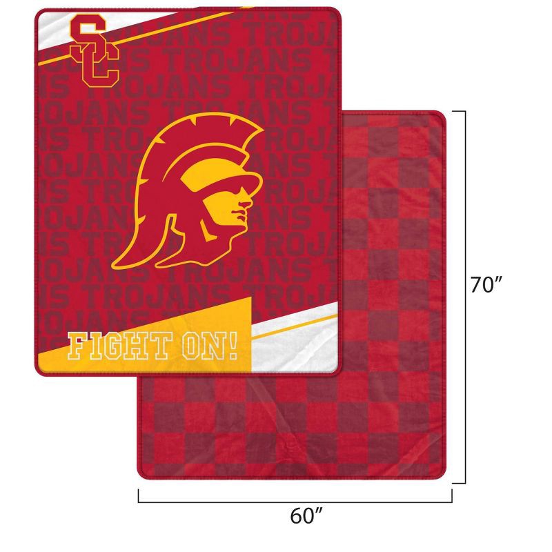 slide 3 of 3, NCAA USC Trojans Diagonal Ghost Checker Double Sided Blanket, 1 ct