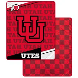 NCAA Utah Utes Diagonal Ghost Checker Double Sided Blanket