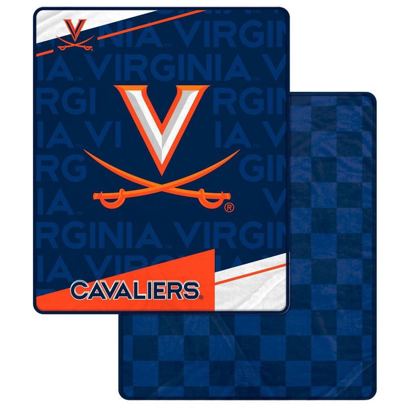 slide 1 of 3, NCAA Virginia Cavaliers Diagonal Ghost Checker Double Sided Blanket, 1 ct