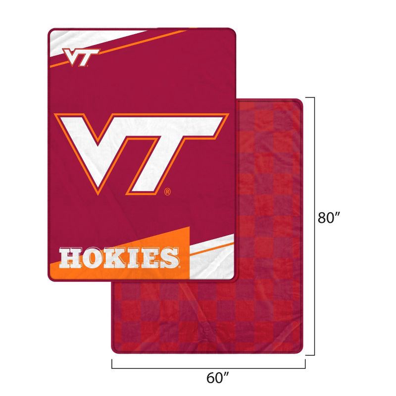 slide 3 of 3, NCAA Virginia Tech Hokies Diagonal Ghost Checker Double Sided Blanket, 1 ct