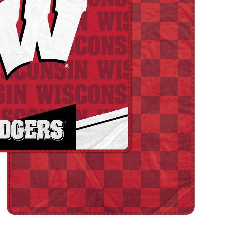 slide 2 of 3, NCAA Wisconsin Badgers Diagonal Ghost Checker Double Sided Blanket, 1 ct