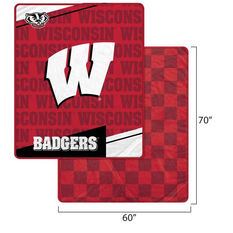 slide 3 of 3, NCAA Wisconsin Badgers Diagonal Ghost Checker Double Sided Blanket, 1 ct