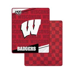 NCAA Wisconsin Badgers Diagonal Ghost Checker Double Sided Blanket