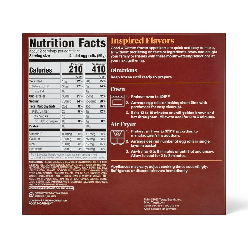 slide 2 of 4, Frozen Southwest Chicken Mini Egg Rolls - 8.1oz/9ct - Good & Gather™, 8.1 oz, 9 ct