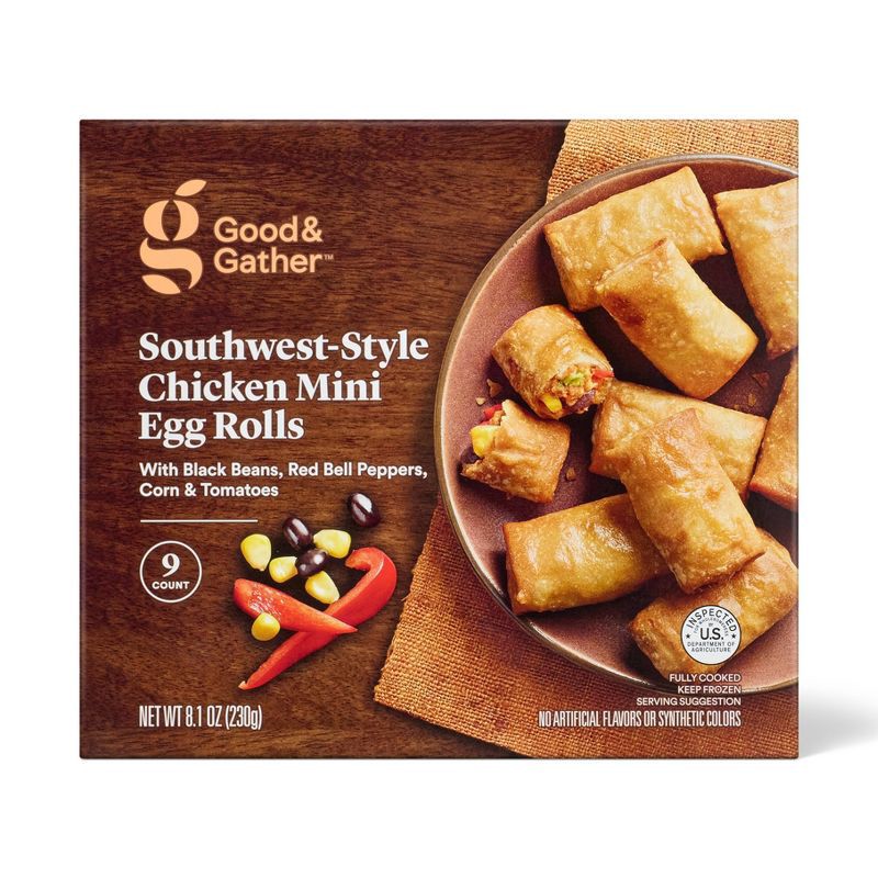 slide 1 of 4, Frozen Southwest Chicken Mini Egg Rolls - 8.1oz/9ct - Good & Gather™, 8.1 oz, 9 ct
