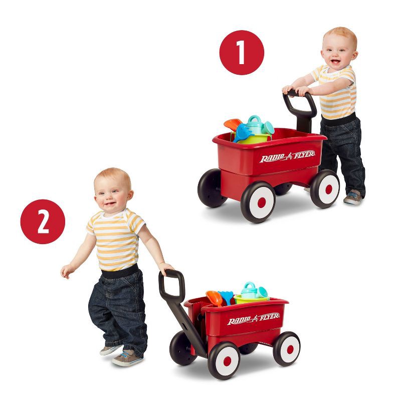 slide 2 of 12, Radio Flyer 2-in-1 Wagon with Garden Tools Push Walker, 1 ct