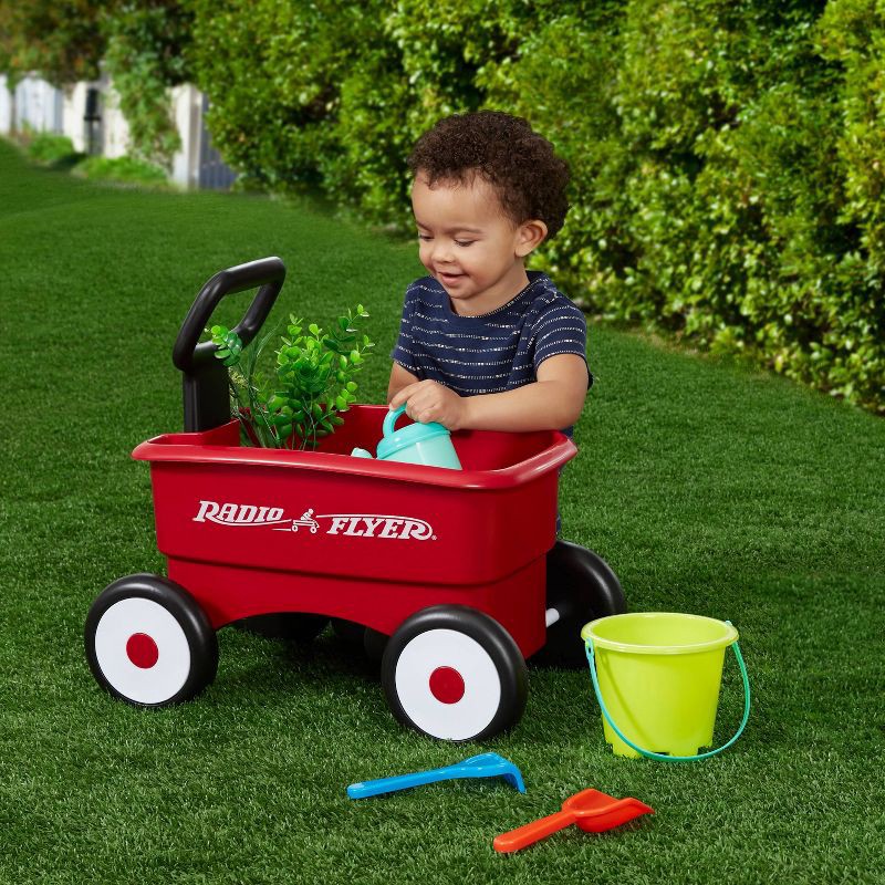 slide 4 of 12, Radio Flyer 2-in-1 Wagon with Garden Tools Push Walker, 1 ct