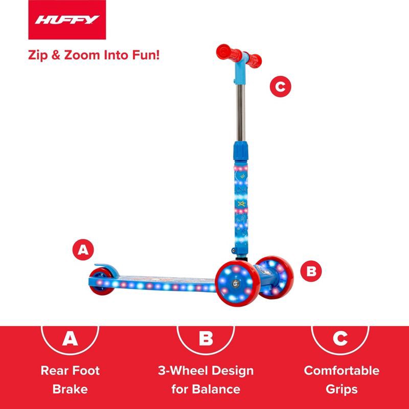 slide 4 of 12, Huffy Spidey and His Amazing Friend 3-Wheel Scooter with LED Lights - Blue, 1 ct