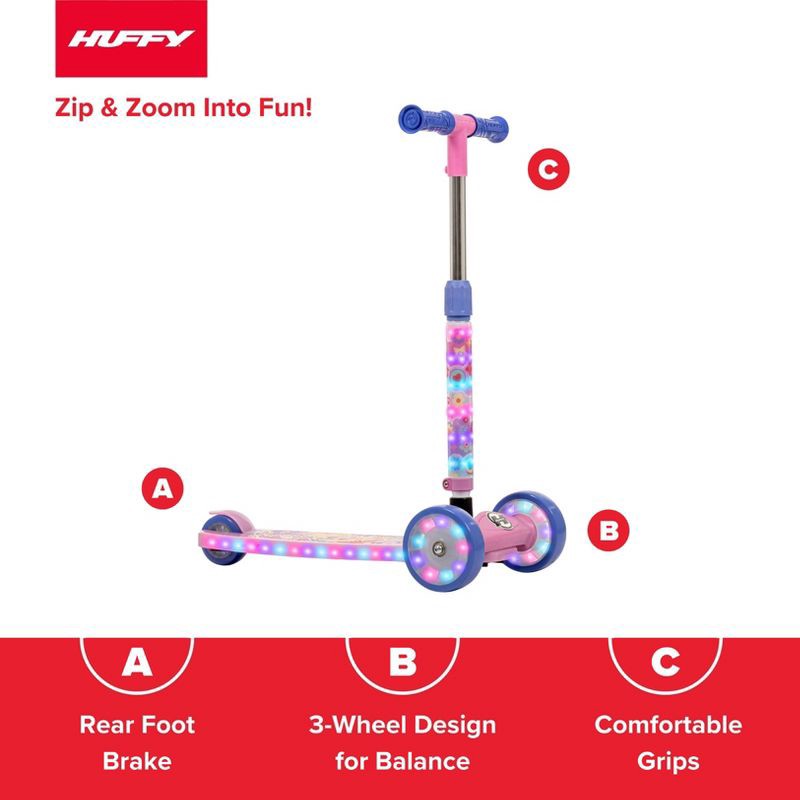 slide 4 of 12, Huffy Disney Princess 3-Wheel Scooter with LED Lights - Pink/Purple, 1 ct