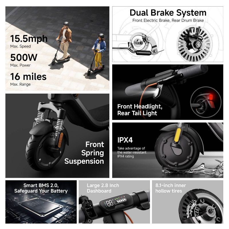 slide 3 of 13, Segway E2 Plus II Teens and Adults Electric Scooter 15 mph Max Speed and 16 mi Max Range - Black, 1 ct