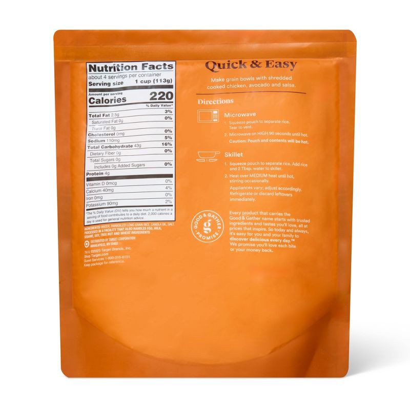 slide 2 of 4, Family Size Microwavable Original Long Grain White Rice - 17.3oz - Good & Gather™, 17.3 oz