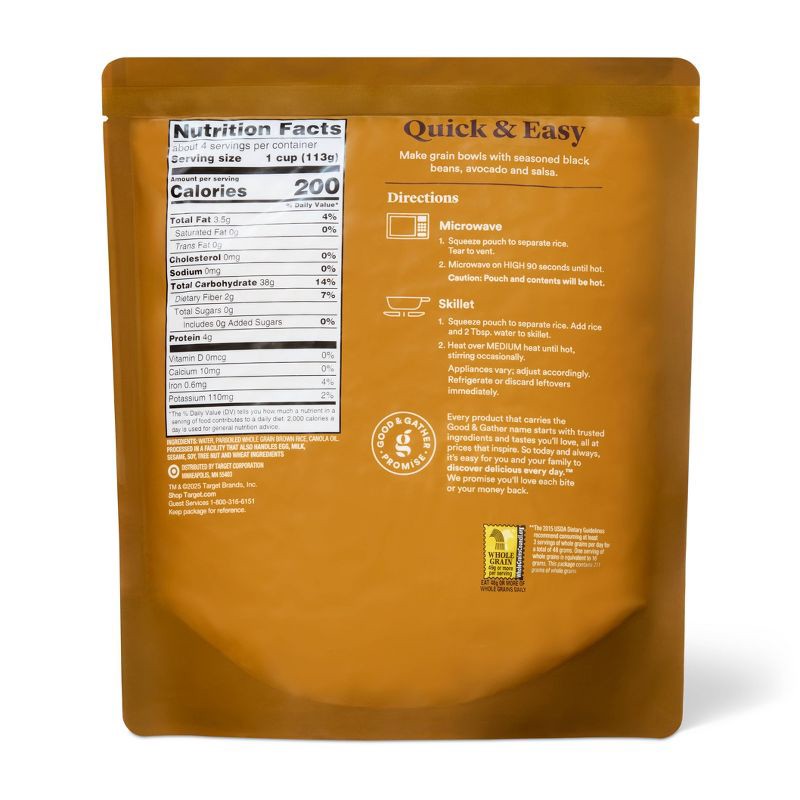slide 2 of 4, Family Size Microwavable Whole Grain Brown Rice - 17.3oz - Good & Gather™, 17.3 oz