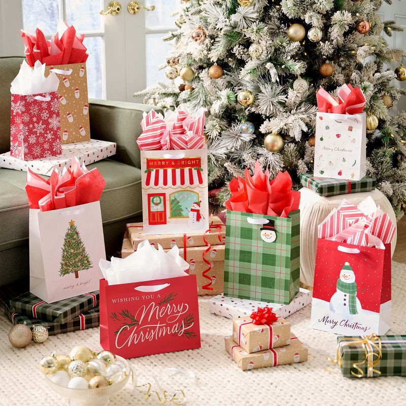 slide 5 of 5, American Greetings 13" Large Christmas Gift Bag Merry and Bright Storefront, 1 ct