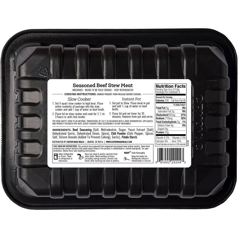 slide 2 of 3, Custom Made Meals Seasoned Beef Stew Meat - 16oz, 16 oz