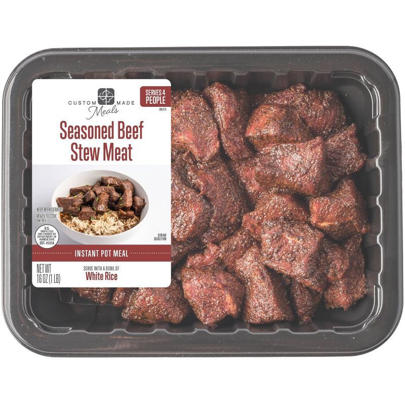slide 1 of 3, Custom Made Meals Seasoned Beef Stew Meat - 16oz, 16 oz