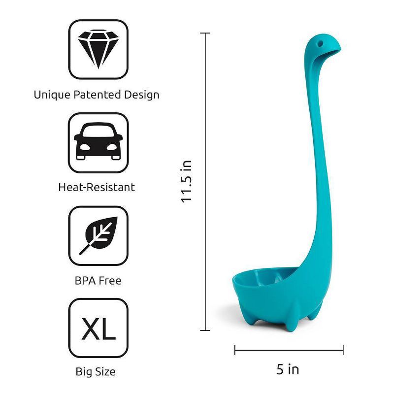 slide 5 of 5, Ototo Holiday Gift Silicone Jumbo Nessie Loch Ness Ladle Turquoise, 1 ct