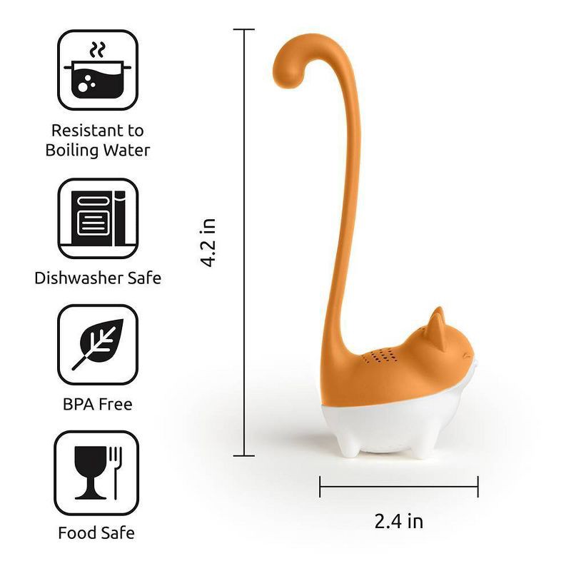 slide 5 of 5, Ototo Holiday Gift Silicone Louie Cat Tea Infuse White/ Black, 1 ct