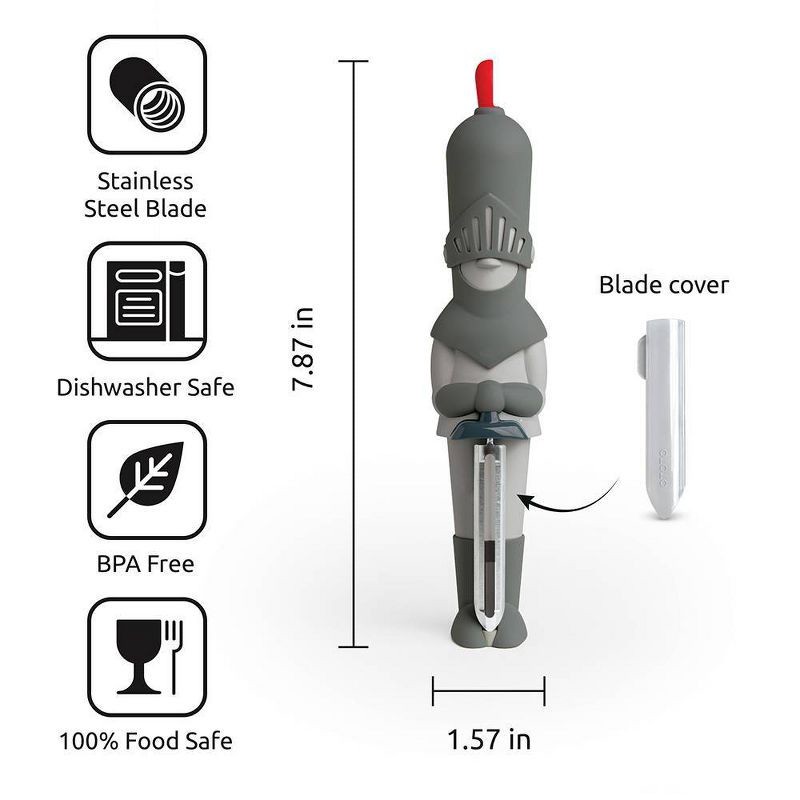 slide 5 of 5, Ototo Holiday Gift Stainless Steel Sir Peels-a-Lot Knight Veggie Peeler, 1 ct