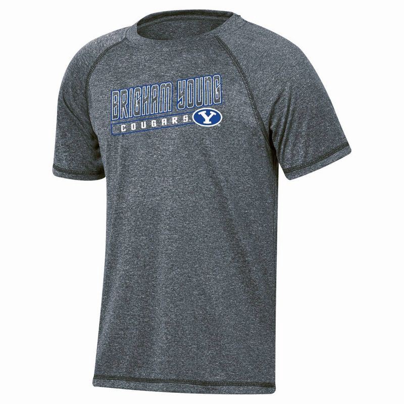 slide 1 of 3, NCAA BYU Cougars Boys' Gray Poly T-Shirt - S, 1 ct