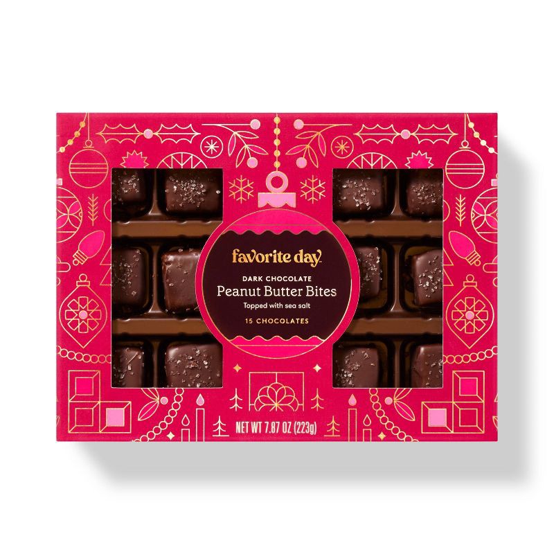 slide 1 of 3, Dark Chocolate Peanut Butter Bites with Sea Salt - 7.87oz - Favorite Day™, 7.87 oz