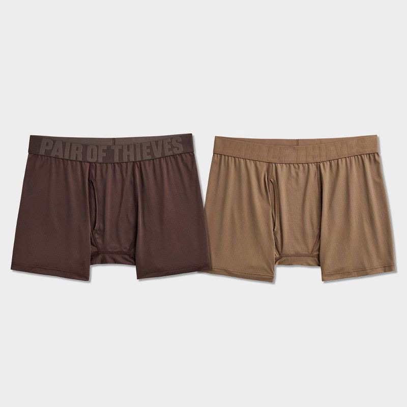slide 4 of 5, Pair of Thieves Men's Boxer Briefs 2pk - Brown S, 2 ct