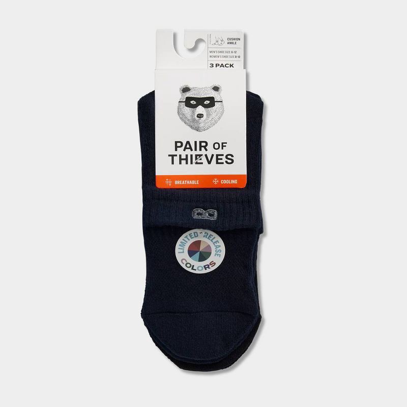 slide 1 of 5, Pair of Thieves Men's Ankle Socks 3pk - Dark Red 6-12, 3 ct