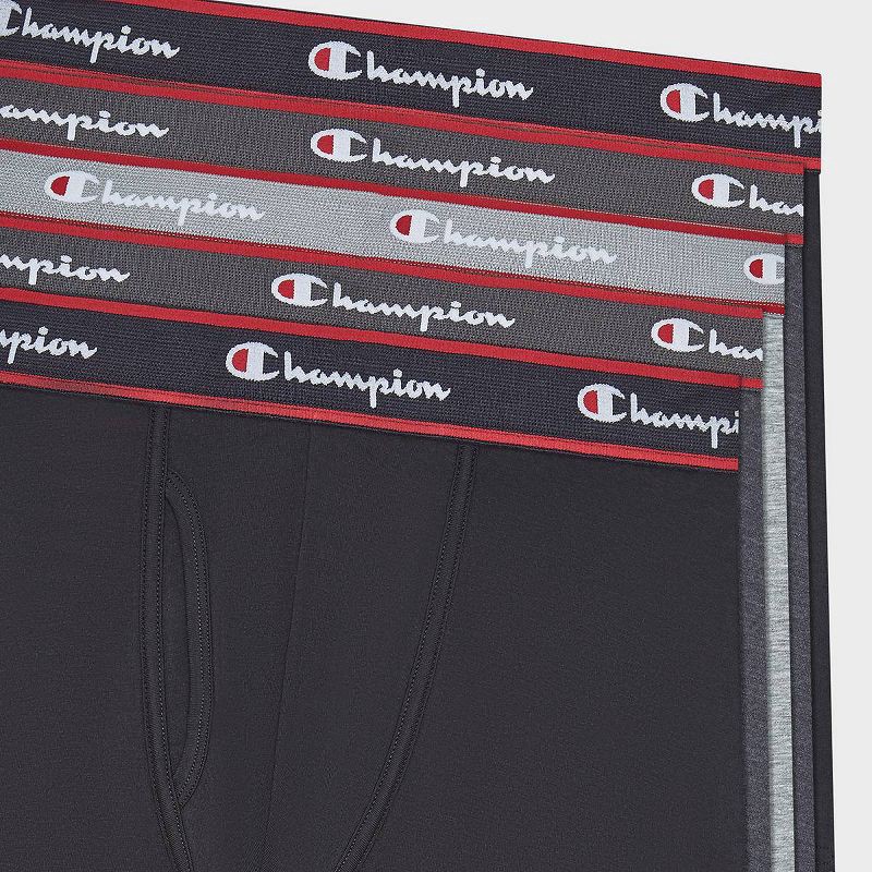 slide 5 of 5, Champion Men's Iconic Essentials 5pk Wicking Boxer Briefs - Heathered Black/Gray M, 5 ct
