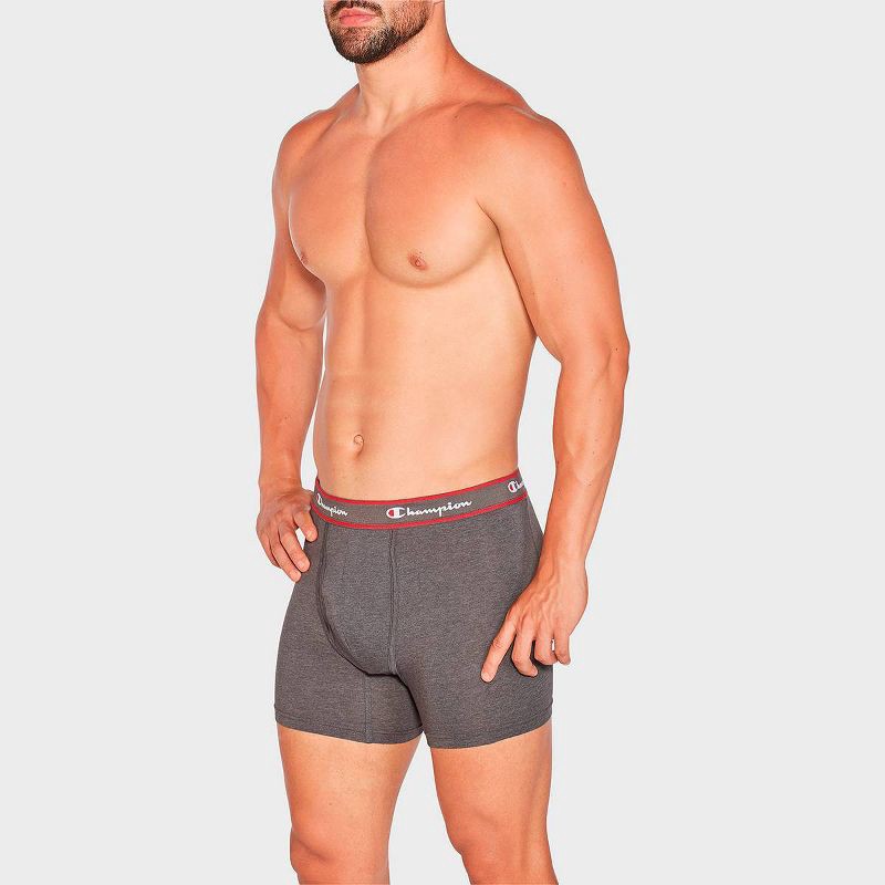 slide 2 of 5, Champion Men's Iconic Essentials 5pk Wicking Boxer Briefs - Heathered Black/Gray L, 5 ct