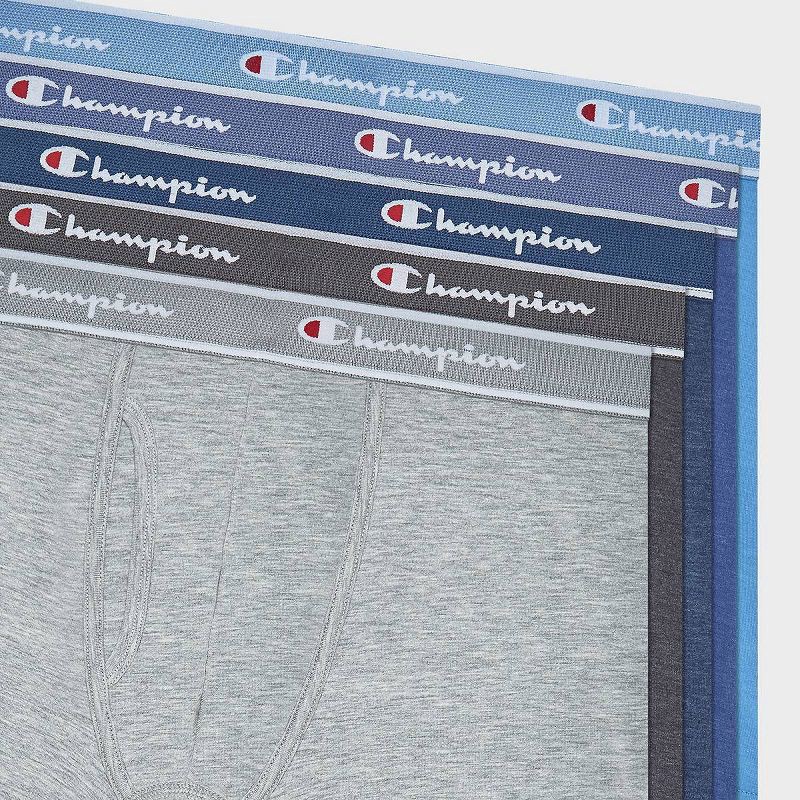 slide 5 of 5, Champion Men's Iconic Essentials 5pk Wicking Boxer Briefs - Heathered Blue/Gray M, 5 ct