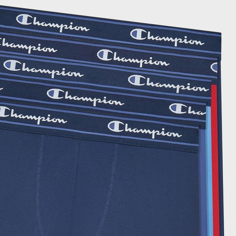 slide 5 of 5, Champion Men's Active Performance 5pk Breathable Boxer Briefs - Blue/Red/Navy S, 5 ct