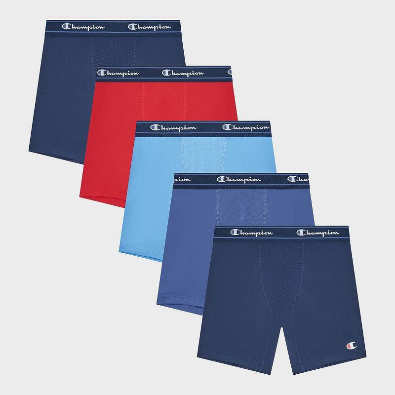slide 2 of 5, Champion Men's Active Performance 5pk Breathable Boxer Briefs - Blue/Red/Navy XL, 5 ct