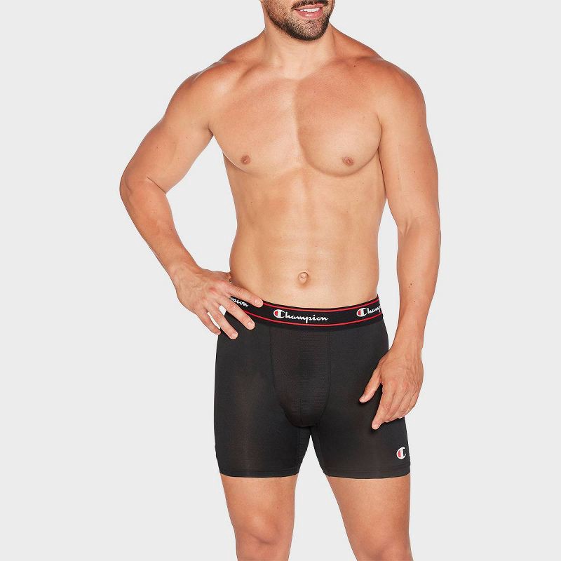 slide 3 of 5, Champion Men's Active Performance 5pk Breathable Boxer Briefs - Black S, 5 ct